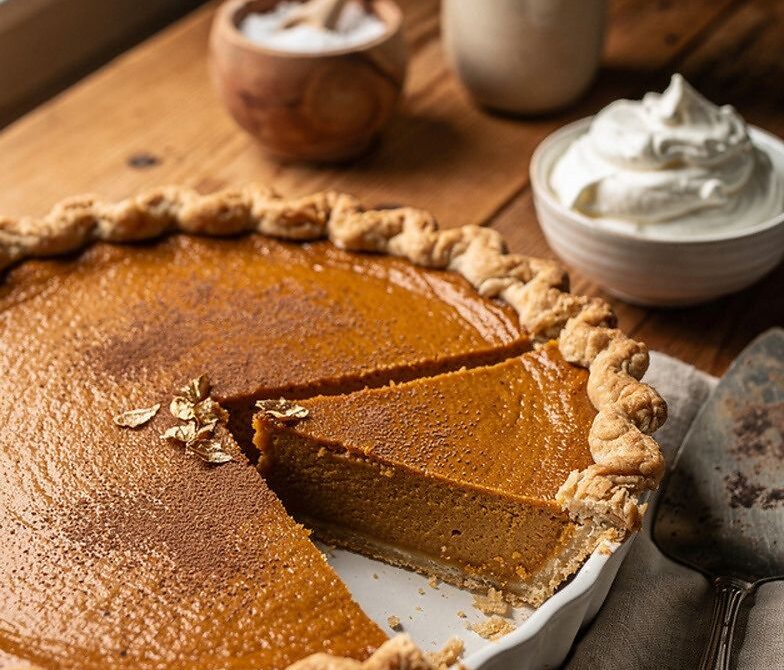 Brown Butter Pumpkin Pie With Warm Spices and Whipped Cream