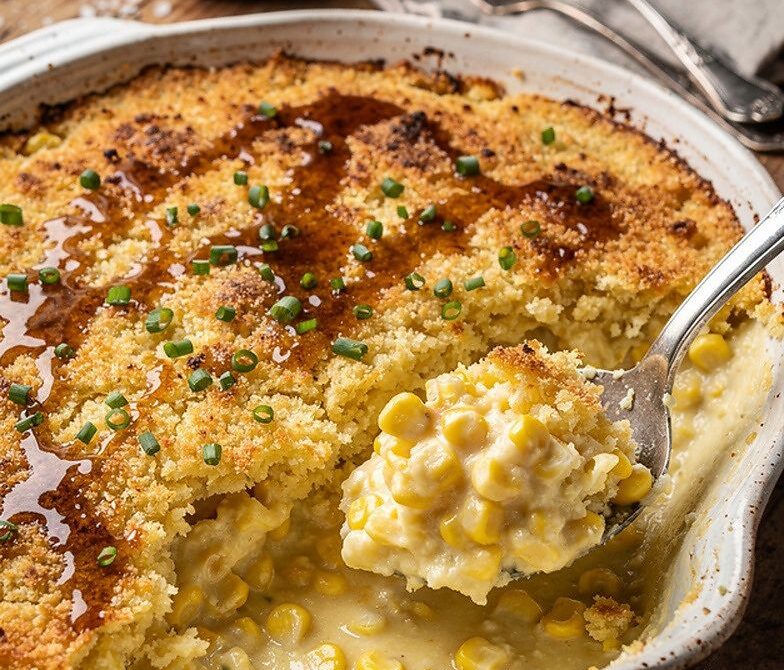 Browned Butter Creamed Corn Casserole with Crisp Top