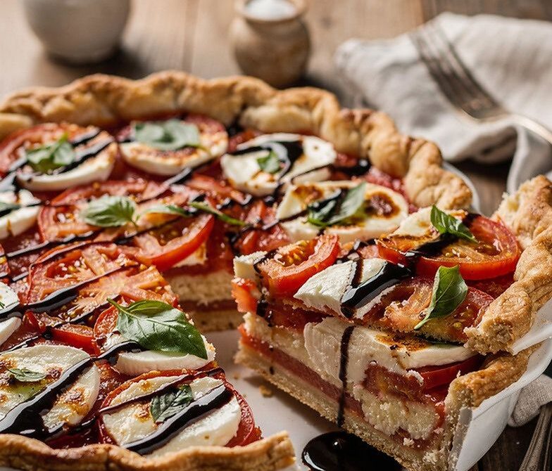 Caprese Pie With Fresh Mozzarella, Basil, and Balsamic Drizzle