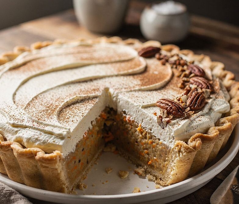 Carrot Cake Pie With Spiced Carrot Custard and Cream Cheese Topping