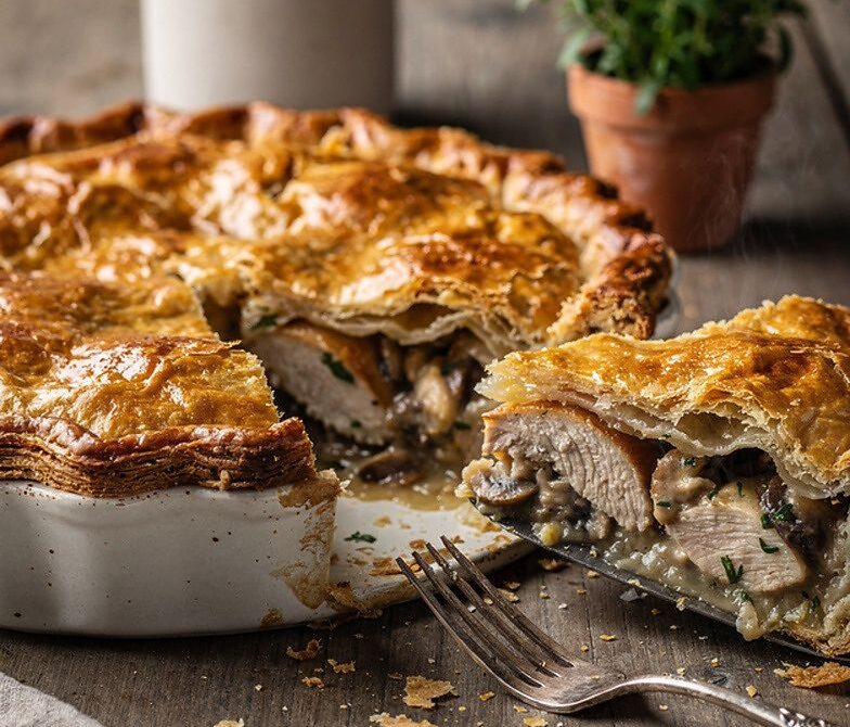 Chicken Mushroom and Tarragon Pie with Creamy Sauce
