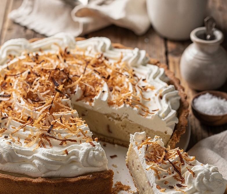 Coconut Cream Pie with Toasted Coconut and Whipped Cream