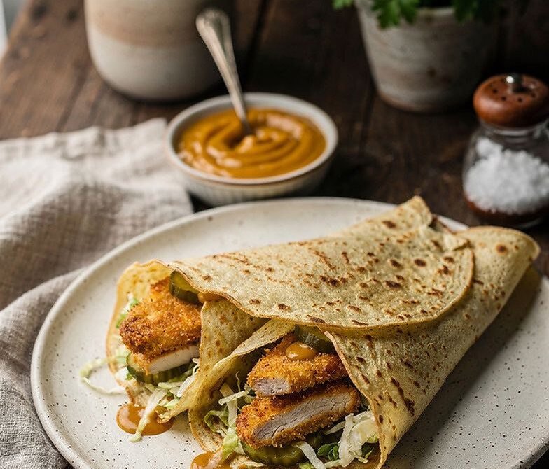 Crispy Chicken Honey Mustard Crepe Wrap
