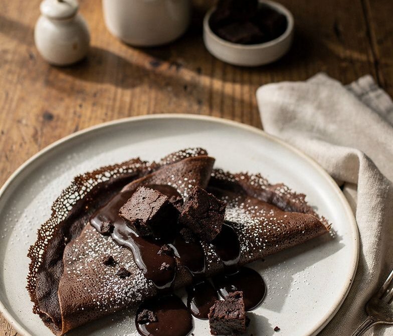 Double Chocolate Brownie Batter Crepes with Fudge Filling