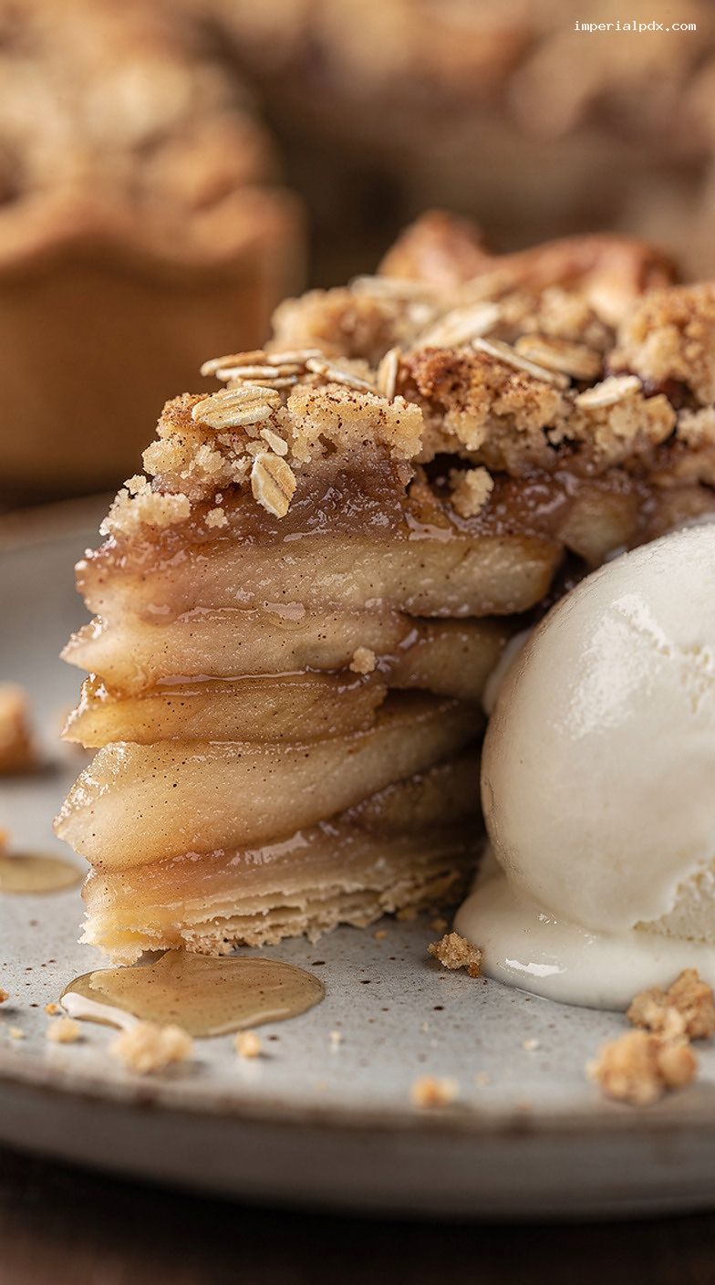 Dutch Apple Crumble Pie With Cinnamon Streusel Topping – Closeup
