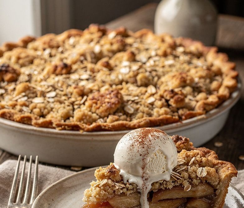 Dutch Apple Crumble Pie With Cinnamon Streusel Topping