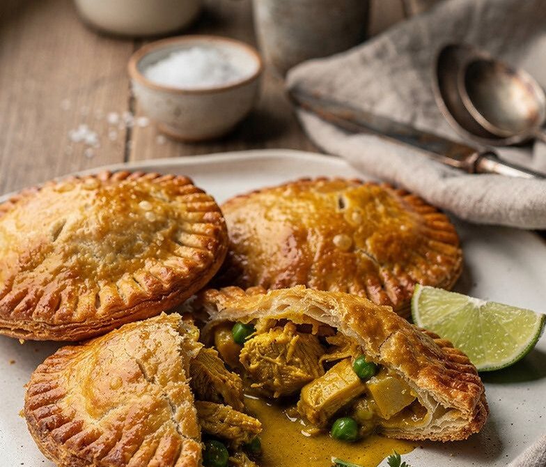 Flaky Curry Chicken Hand Pies with Peas and Potatoes