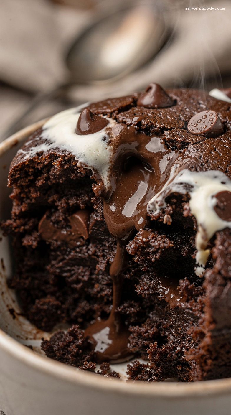 Gooey Chocolate Fudge Mug Cake With Molten Center – Closeup