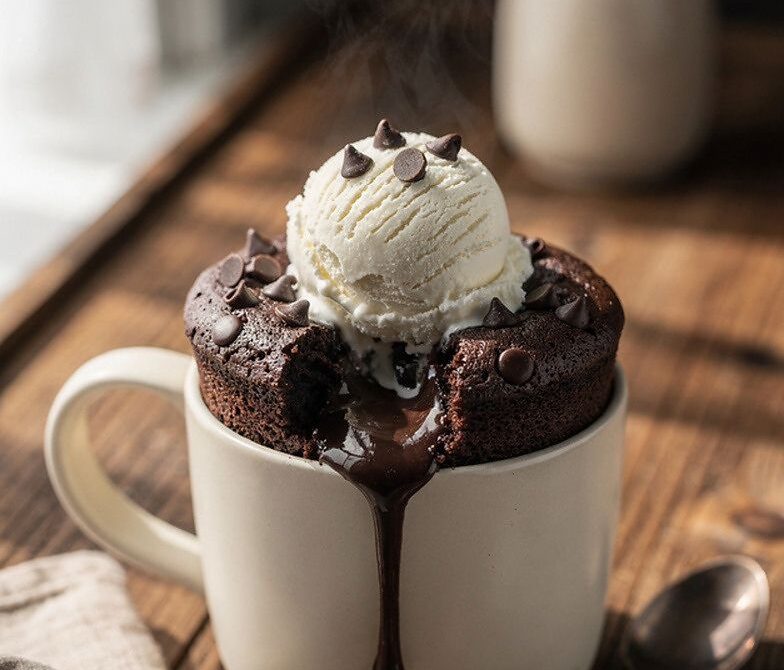 Gooey Chocolate Fudge Mug Cake With Molten Center