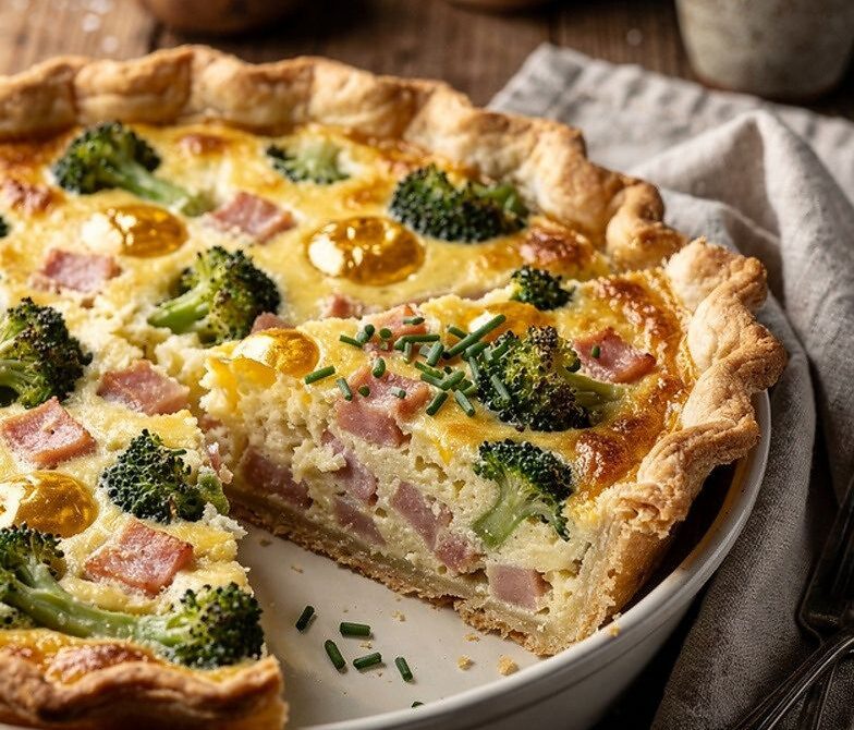 Ham, Cheddar and Broccoli Pie in Flaky Crust