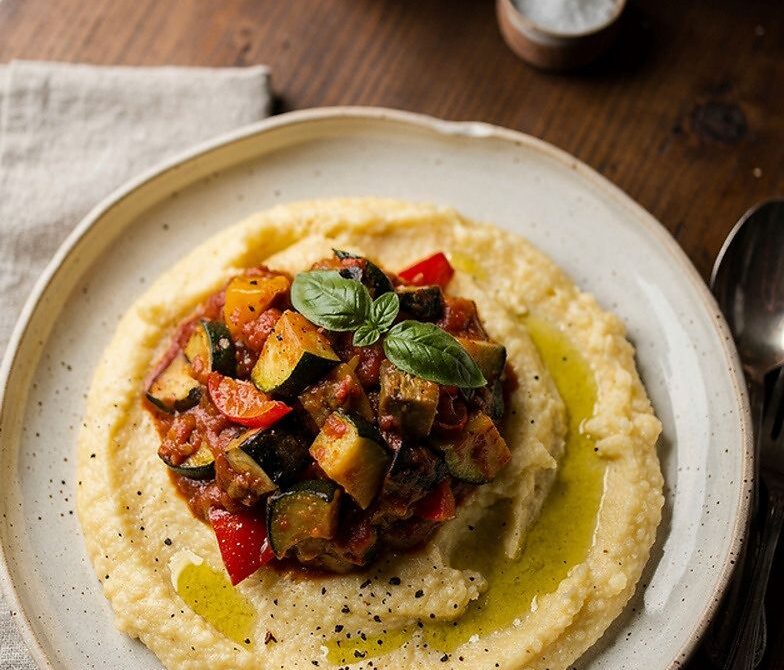 Harvest Ratatouille Over Creamy Polenta