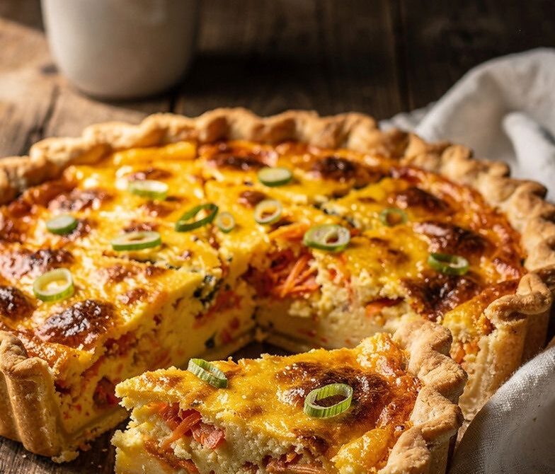 Kimchi Cheddar Custard Pie With Golden Crust