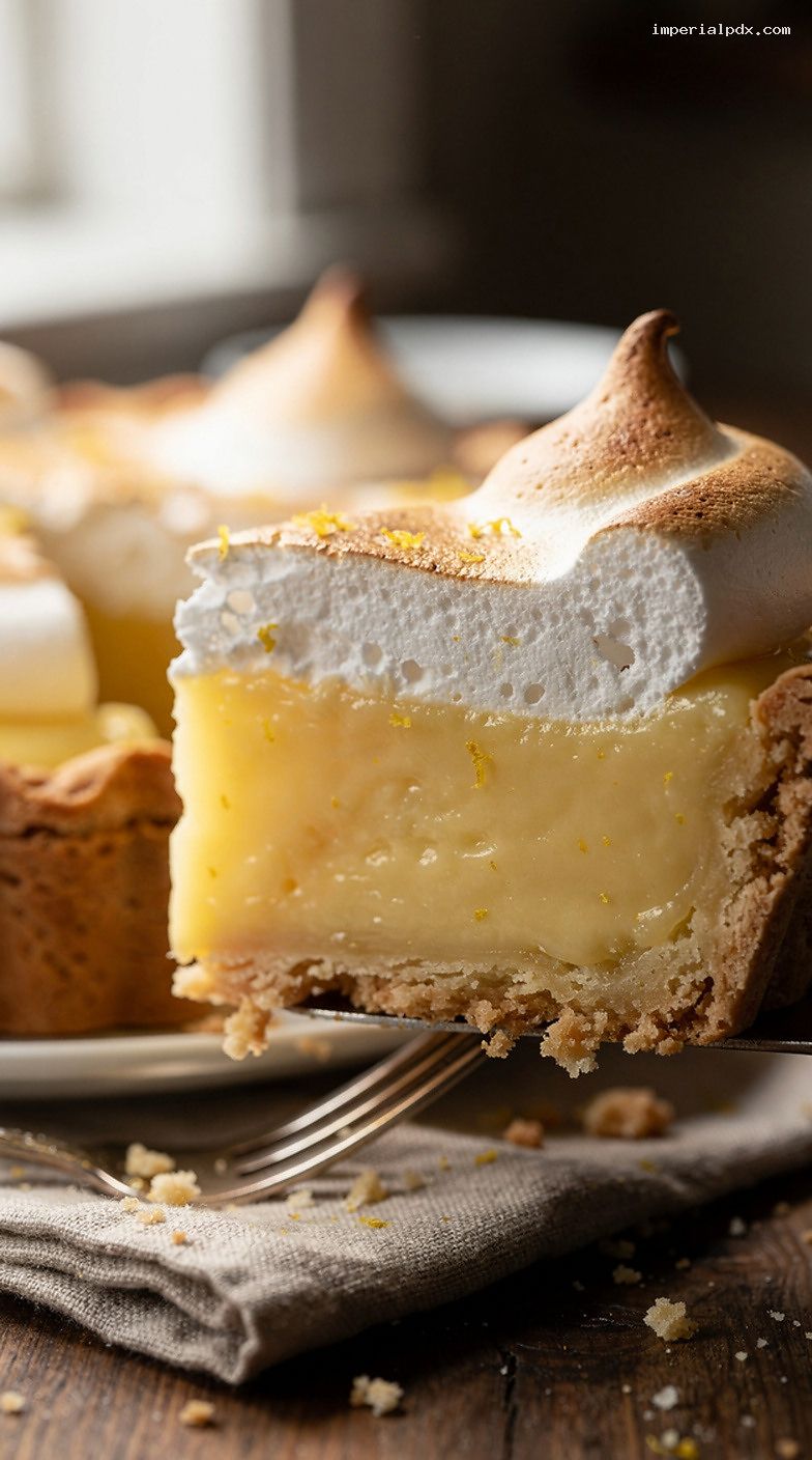 Lemon Meringue Pie With Zesty Curd and Toasted Meringue – Closeup