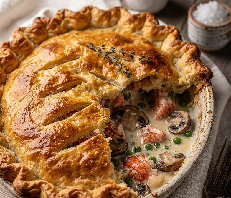 Lobster Pot Pie With Sherry Cream Sauce and Puff Pastry