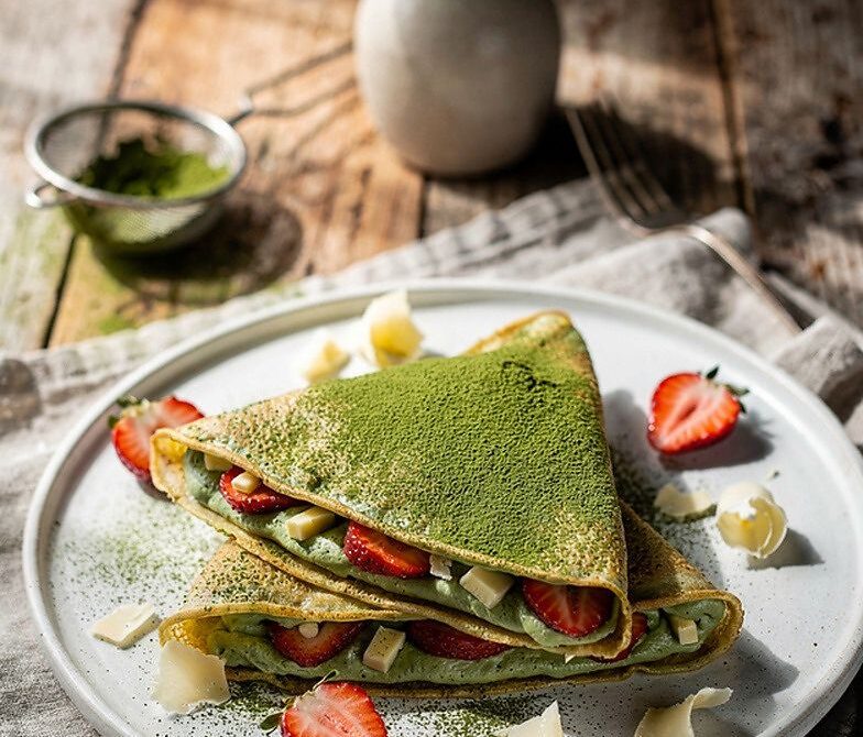 Matcha White Chocolate Strawberry Crepe with Matcha Cream