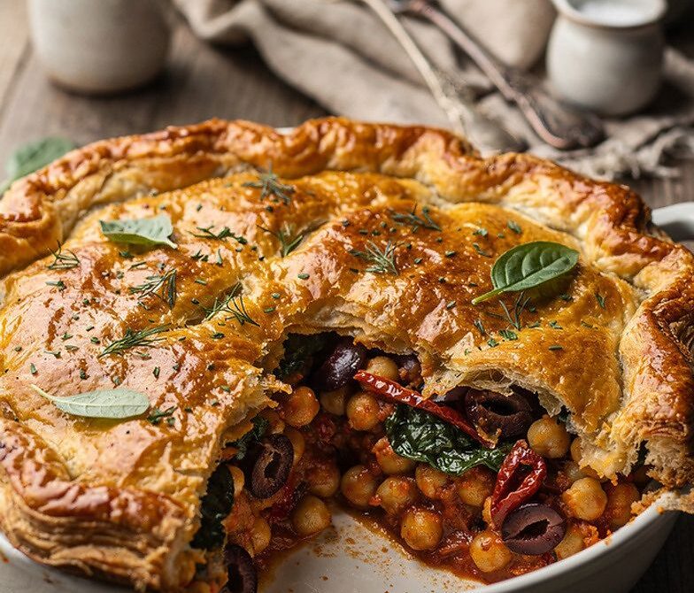 Mediterranean Chickpea and Spinach Pie With Sun-Dried Tomatoes