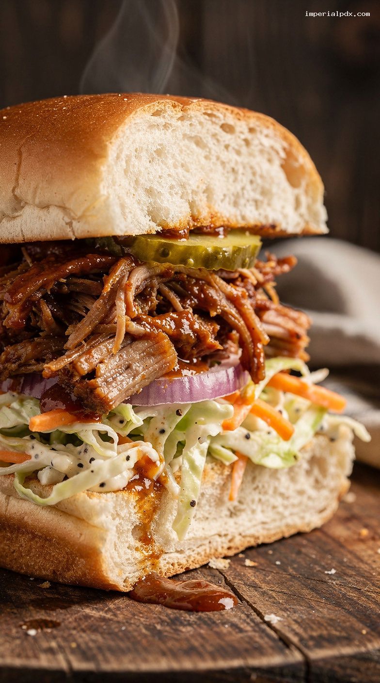Microwave BBQ Pulled Pork or Jackfruit Sliders with Quick Slaw – Closeup