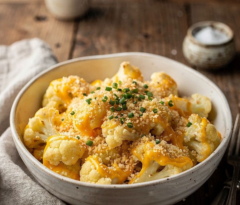 Microwave Cheesy Cauliflower Au Gratin Bowl
