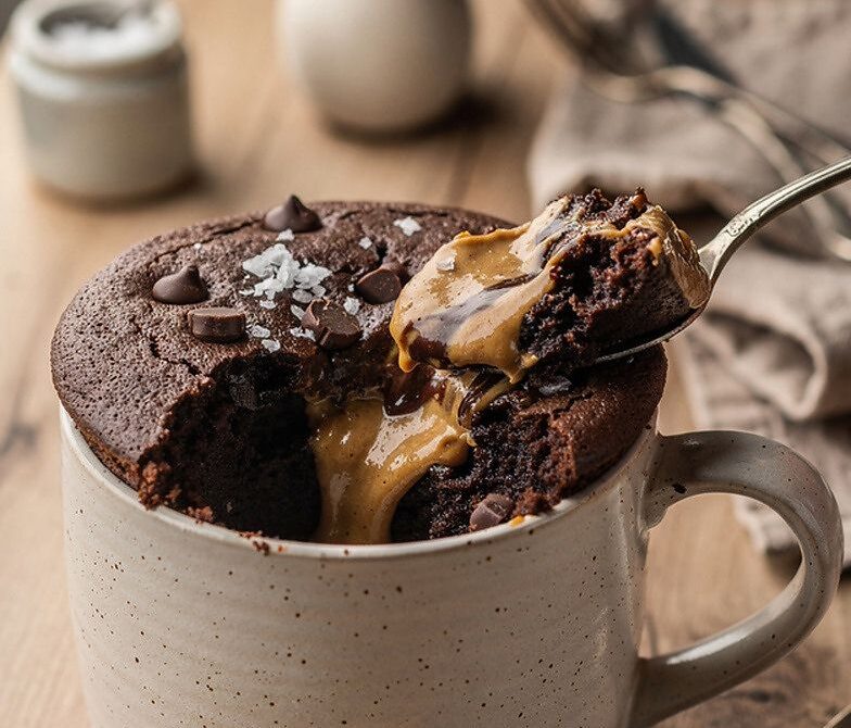 Microwave Chocolate Peanut Butter Lava Mug Cake