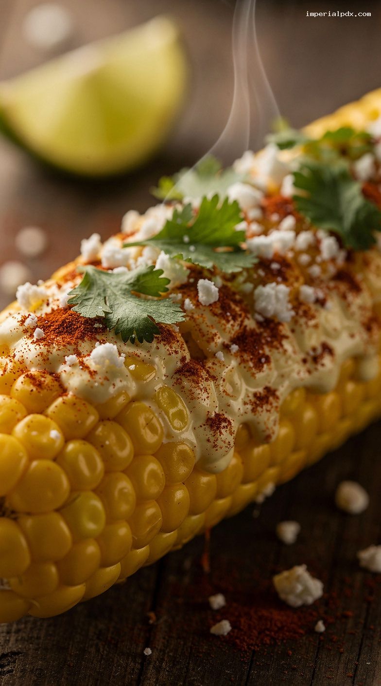 Microwave Elote-Style Corn on the Cob with Cotija and Lime – Closeup