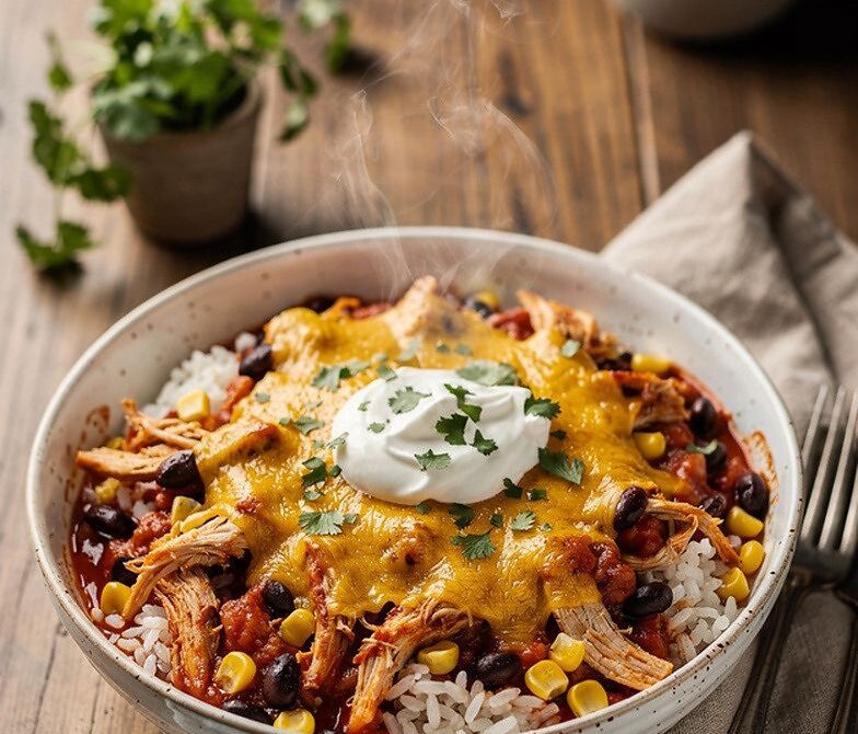 Microwave Enchilada Chicken Rice Bake With Black Beans And Corn