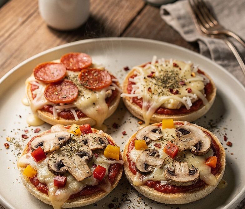Microwave English Muffin Pizza Melts with Mozzarella and Pepperoni