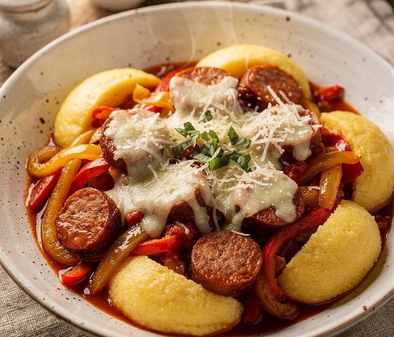 Microwave Italian Sausage and Peppers Marinara Bowl