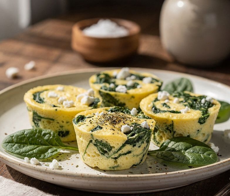 Microwave Spinach Feta Egg White Bites