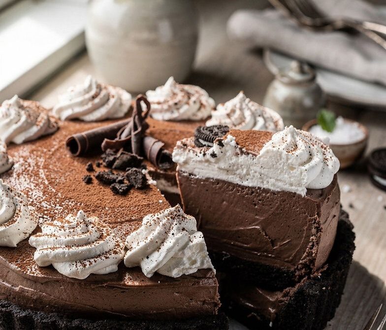 Mocha Espresso Cream Pie With Oreo Crust And Whipped Cream