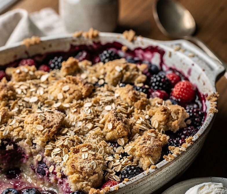 Old-Fashioned Berry Crumble With Buttery Oat Topping
