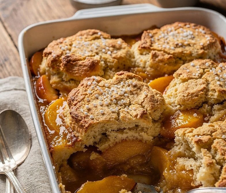 Peach Cobbler With Golden Biscuit Topping