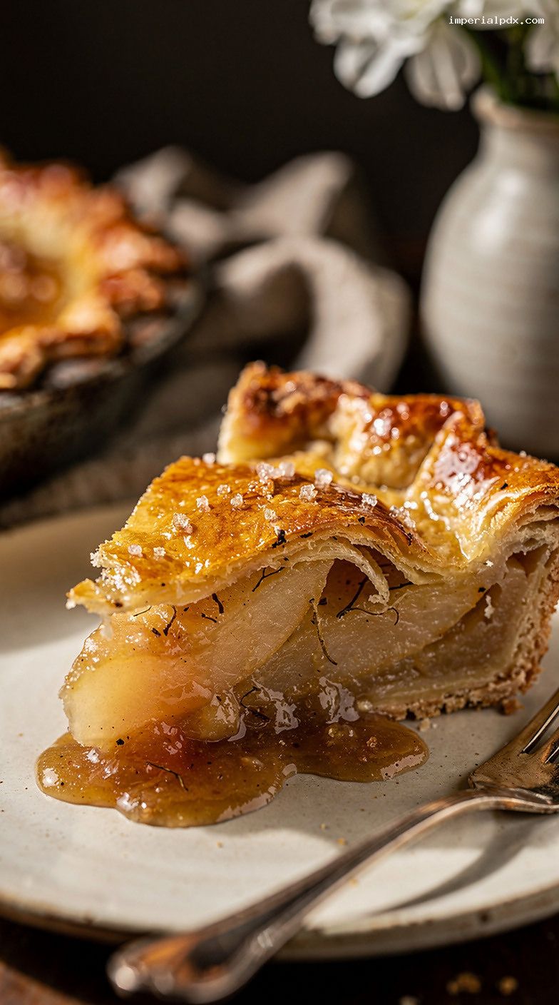 Pear and Ginger Pie with Brown Sugar and Cardamom – Closeup