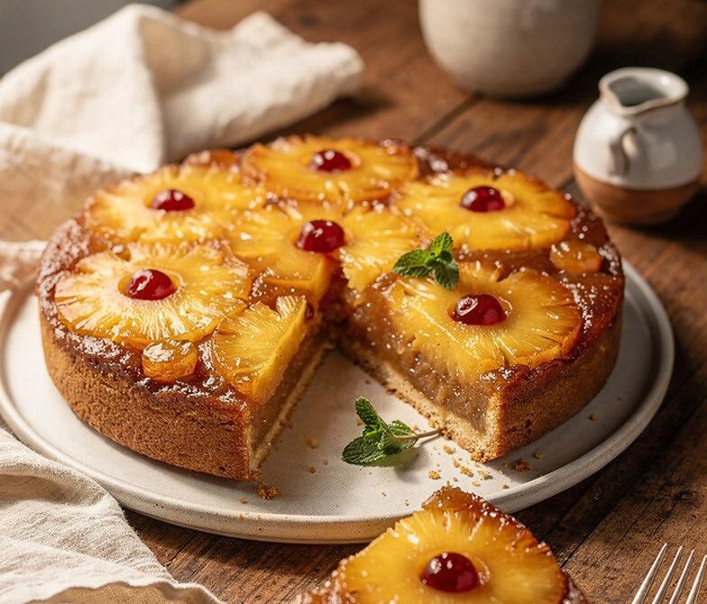 Pineapple Upside-Down Pie With Brown Sugar Caramelized Topping