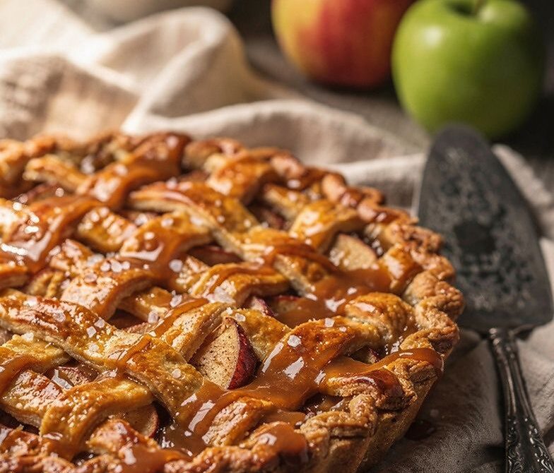 Salted Caramel Apple Pie With Cinnamon Apples and Lattice Crust