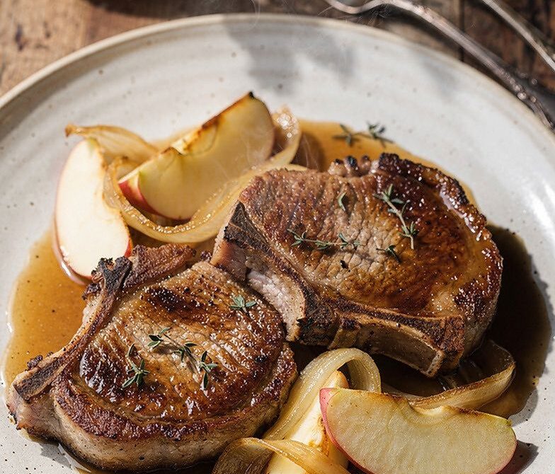 Seared Pork Chops With Apple Cider Pan Sauce