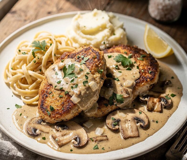 Skillet Chicken with Creamy Dijon Mushroom Sauce