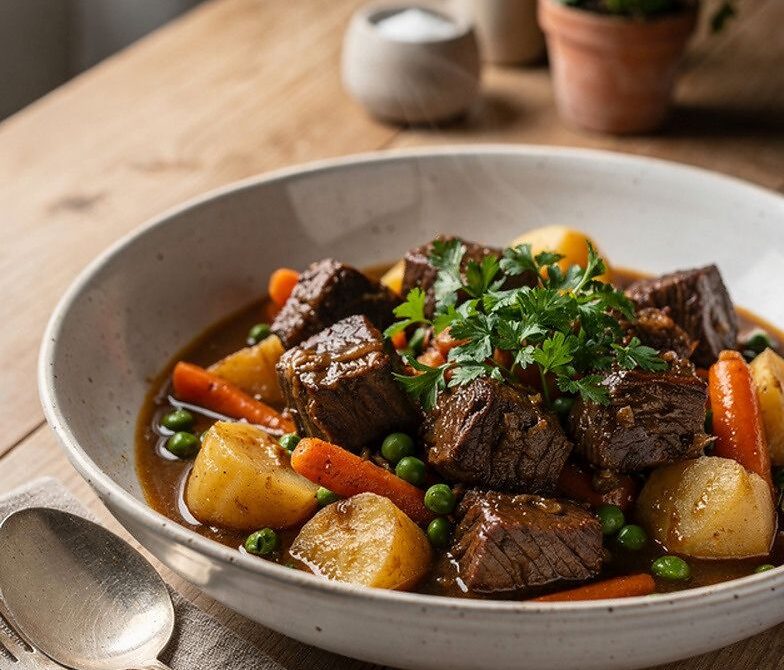 Slow-Simmered Beef and Root Vegetable Stew with Red Wine