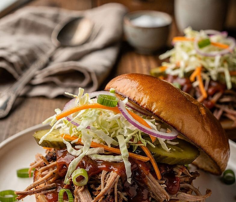 Smoky BBQ Pulled Pork Sandwiches With Crunchy Vinegar Slaw