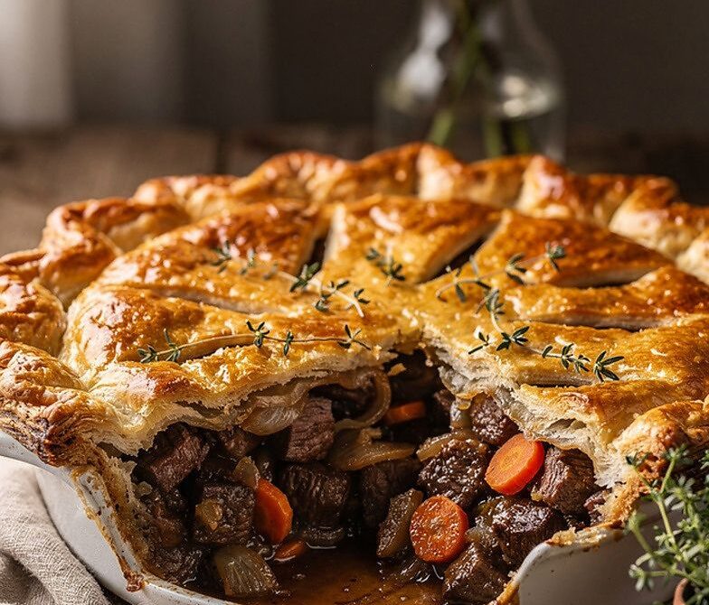 Steak and Ale Pie with Thyme and Crisp Pastry