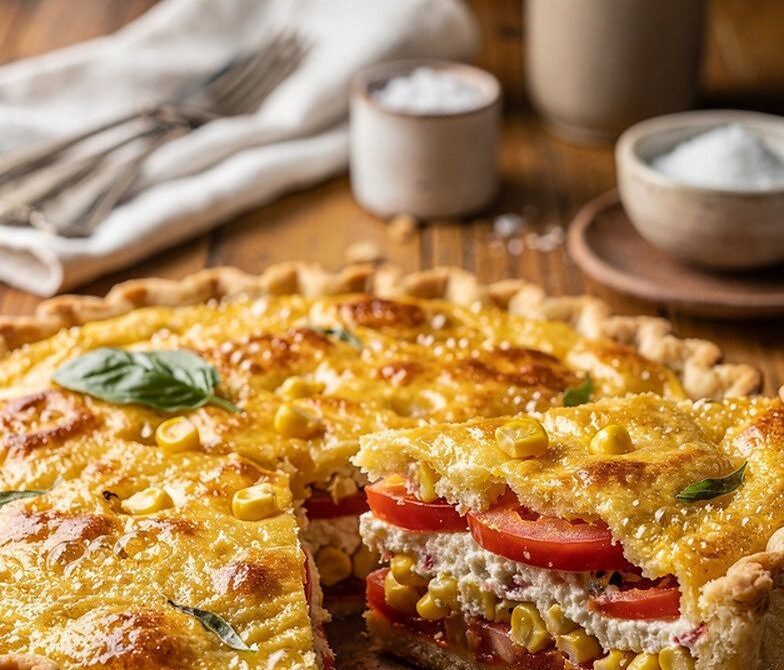Sweet Corn, Tomato, and Basil Pie