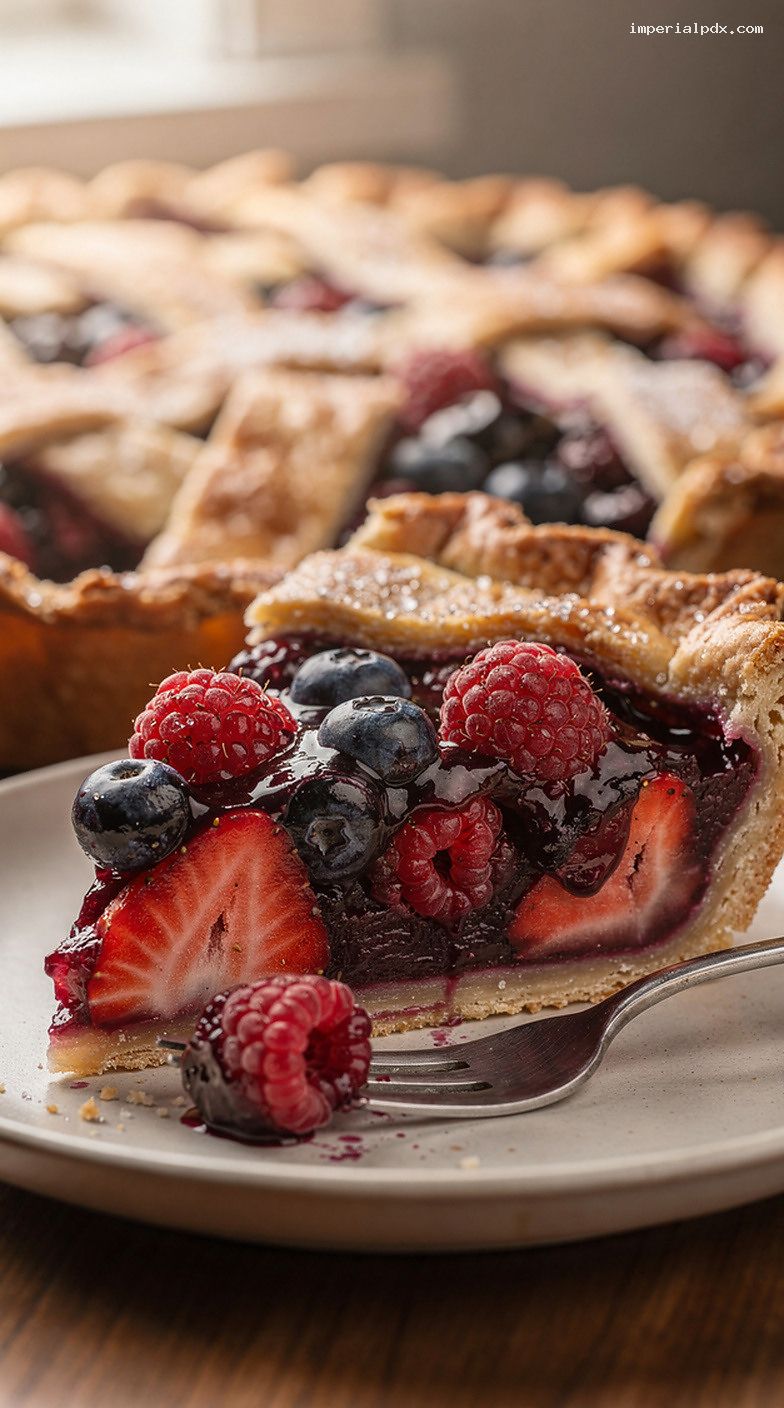 Triple Berry Pie With Lemon and Cinnamon – Closeup