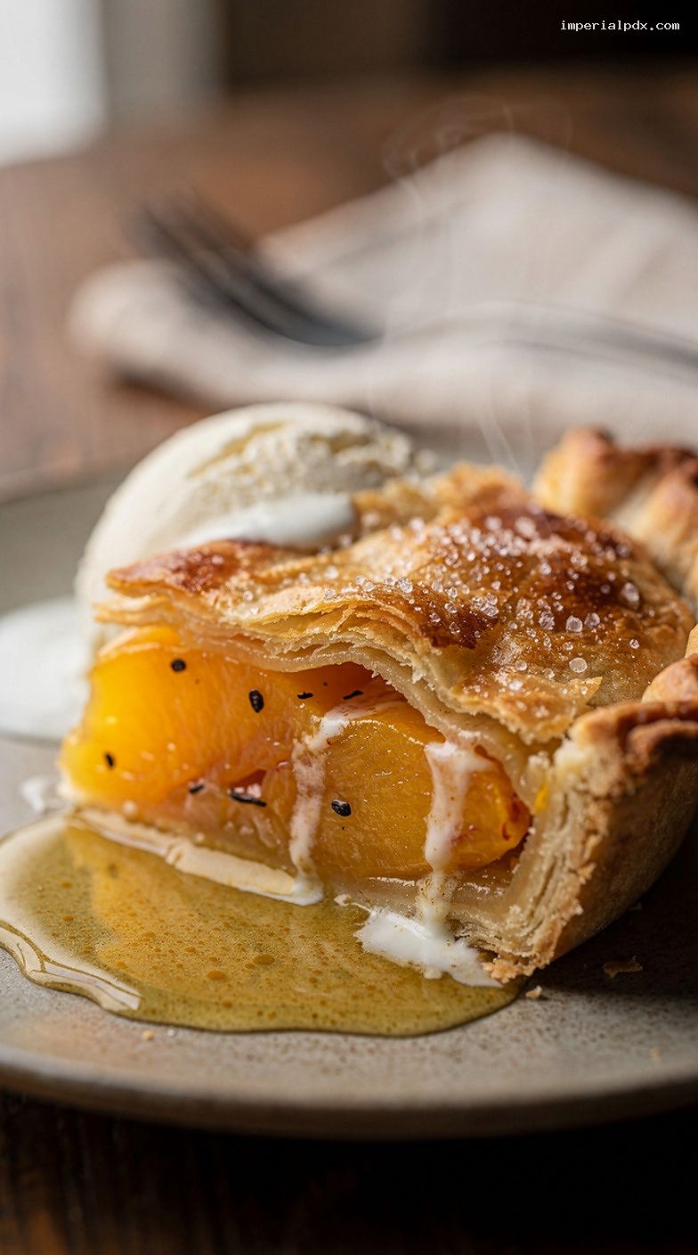 Vanilla Bean Peach Pie with Brown Sugar and Lemon – Closeup
