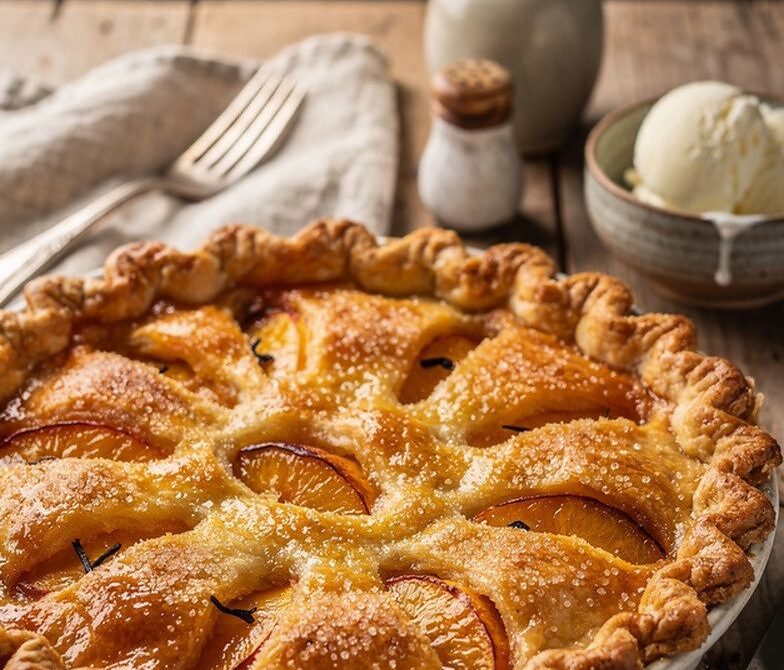 Vanilla Bean Peach Pie with Brown Sugar and Lemon