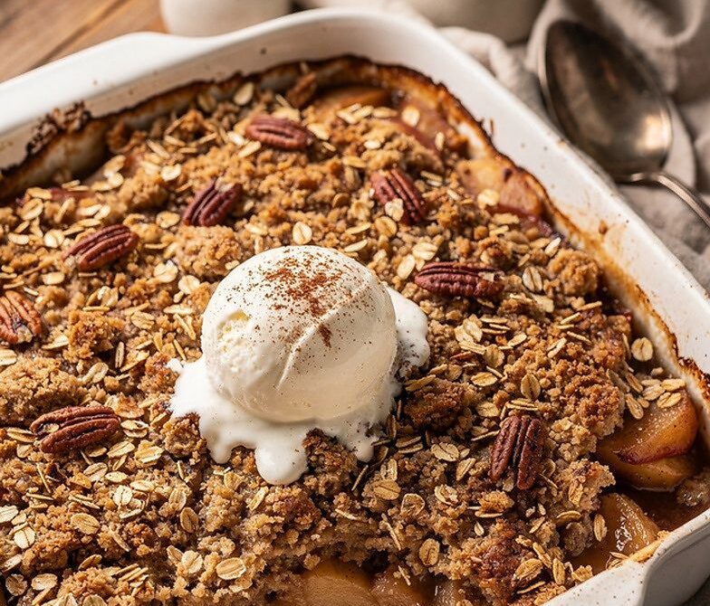 Warm Spiced Apple Crisp With Oat and Nut Crumble