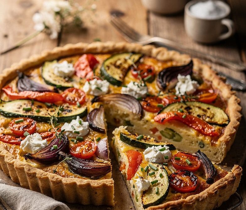 Roasted Vegetable and Goat Cheese Tart with Herbs