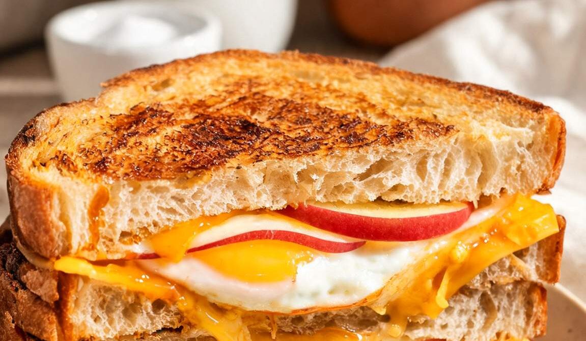Apple Cheddar Egg Breakfast Sandwich