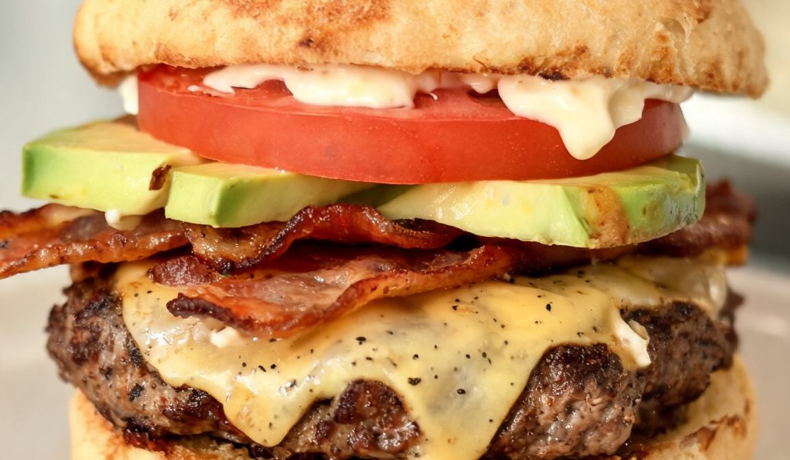 Avocado Bacon Burger With Garlic Mayo