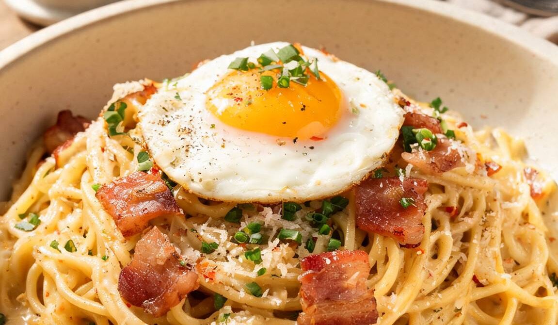 Bacon and Egg Breakfast Pasta