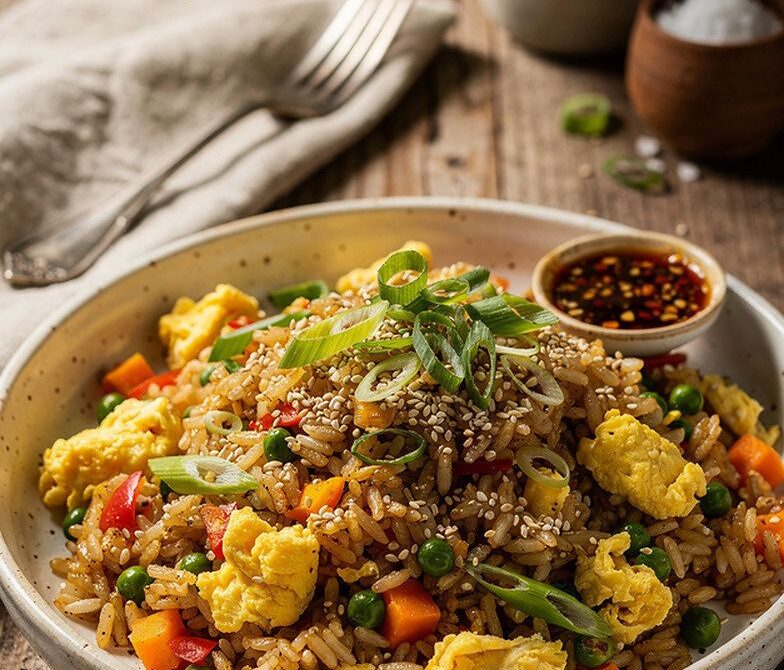 Breakfast Fried Rice With Egg and Scallions