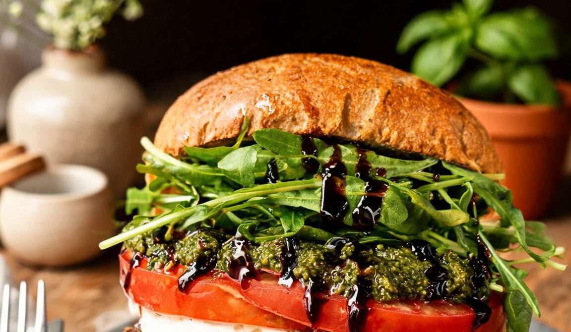 Caprese Burger With Pesto and Balsamic Glaze